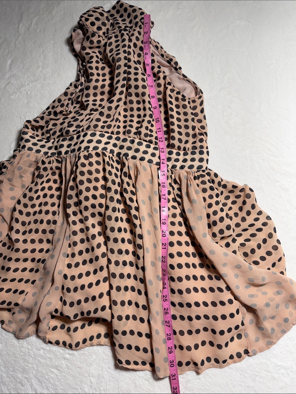 Maeve Black Polka Dot Peach Mini Dress - Picture 7 of 7